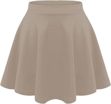 Girls Skater Skirt High Waistband School Fashion Flared Plain Mini Flippy