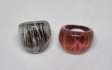 2 Vintage Lucite Dome Rings Size P