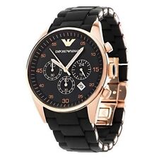 EMPORIO ARMANI AR5905 MENS WATCH BLACK & ROSE GOLD- NEW - WARRANTY - CERTIFICATE