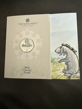 2022 UK Eeyore 50p  Uncirculated Coloured Coin Limited Edition of 12,500