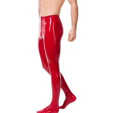 Latex Leggings Rubber Gummi Slim Mid Waist Trousers Pants with Socks Customized