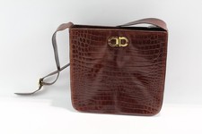 Salvatore Ferragamo Vintage Croc-Embossed Handbag AQ-216241 Red