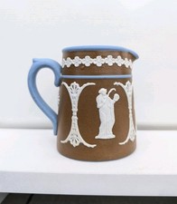 Antique Dudson Jasperware Neoclassical Figures Tri-Coloured Jug Pitcher Creamer