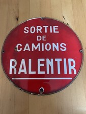 Vintage French Enamel Sign - Lorry Exit Slow