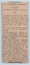 1919 Clipping, R.I.C. ROYAL IRISH CONSTABULARY PENSIONERS ASSOC. NEWRY BRANCH