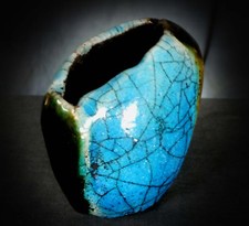 SUPERB LACHENAL CRACKLE GLAZED MINIATURE VASE 