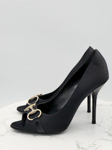 Gucci black satin horsebit - satin,