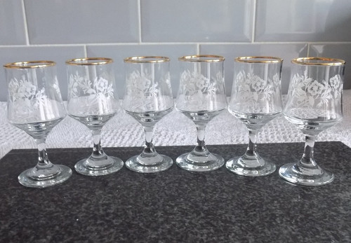 Vintage cut glass etched - glass,