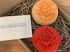 Christmas Grinch Embosser Stamp Fondant Icing Cupcake Cake Cookie 
