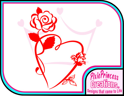 Flower rose heart vinyl - rose,