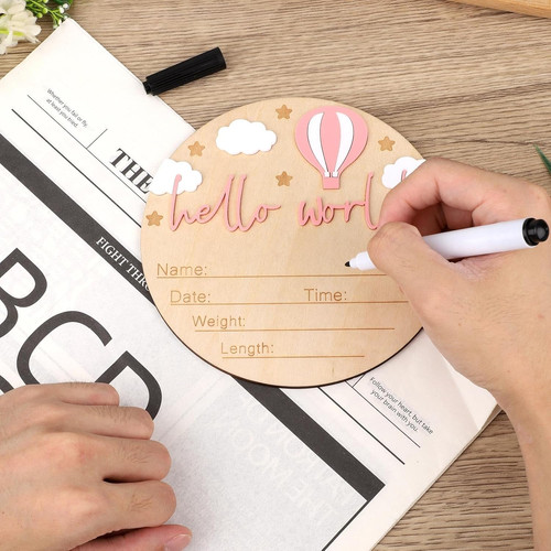Wooden baby announcement sign - wooden,
