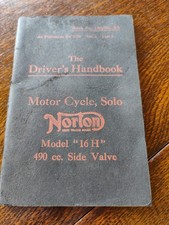 Original NORTON 16H 490cc Side Valve Motorcycle, Drivers Handbook Book Manual