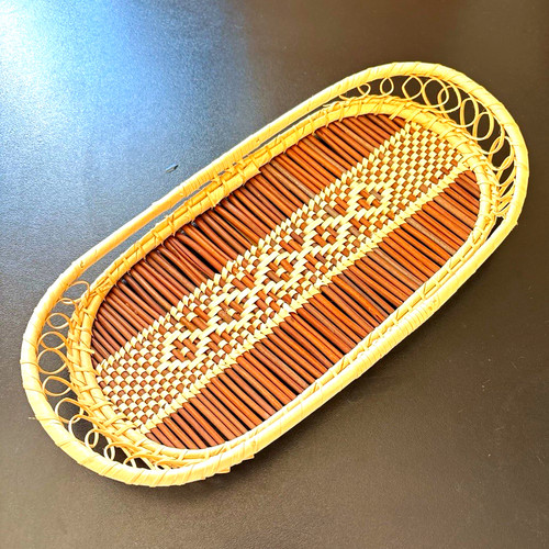 Oval wicker serving tray with - oval,