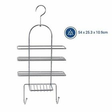 3 Tier Chrome Hanging Shower Caddy Bathroom Organizer Hook & Storage Shelves