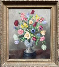 K. M. Robson, 20th century : A still life study of spring flowers, oil on board