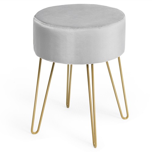 Velvet modern round footstool - modern,