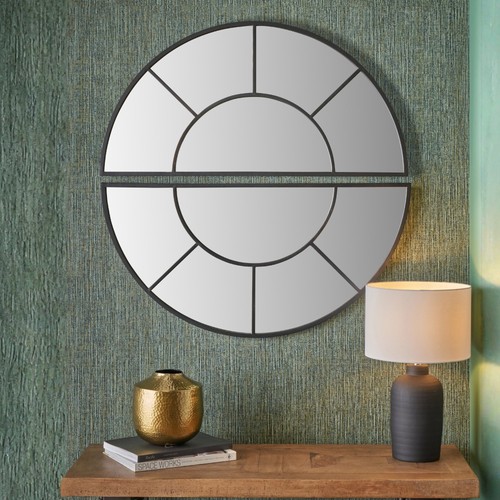 Round wall mirror black - round,