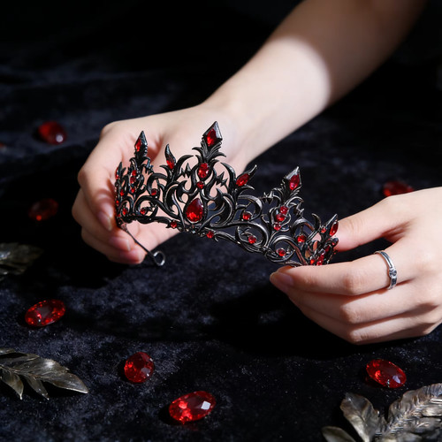Gothic flower crown tiara - gothic, red