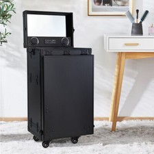 Large Portable Manicure Table Makeup Trolley Train Case Lockable Salon Bluetooth