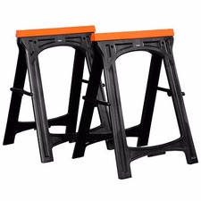 VonHaus Folding Saw Horse Trestle Twin Support Bars Cutting Stands Rubber Insert
