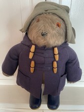 Paddington 1970’s Vintage Bear In Original Clothes And Dunlop Wellies. 18ins