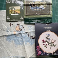 Embroidery kits pre printed landscape shepherd floral Hummel Thread used joules