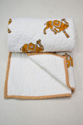 Reversible camel small quilt - small,