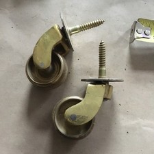 2 Solid Brass Antique Effect  Castors Screw Plate Furniture Castor..See Photos