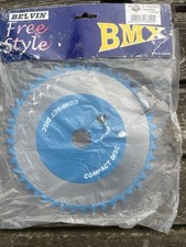 Oldskool Retro BMX Belvin Chainwheel freestyle   NOS 44T 1/2 inch blue 
