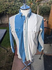 Wrangler Western Bushpoppers Striped Button Down Shirt Size X Long Tails 16-34 M