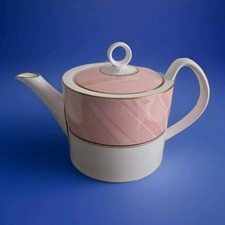 Rare Find Royal Worcester Pink Silk Moire Fine Bone China Tea Pot