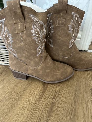 Ladies brown midcalf cowboy - brown,