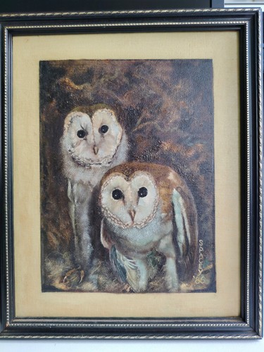 Original barn owl oil - owl, painting