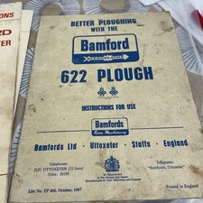 Bamfords /Kvernelands 622 plough  Operators working Instructions Manual