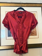 BM Women’s Blouse, Red Satin