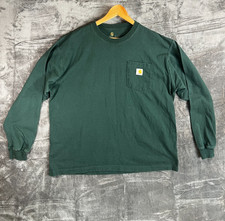 Carhartt K126 Long Sleeve Workwear Pocket T-Shirt Green L Heavyweight (like XL)