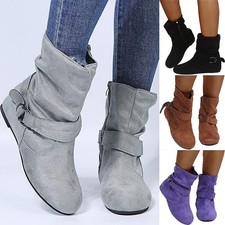 LADIES WOMENS FLAT ANKLE BOOTS