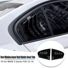 For BMW 3Series F30 13-18 Rear Side Window Louver Scoop Shutter Trim Gloss Black