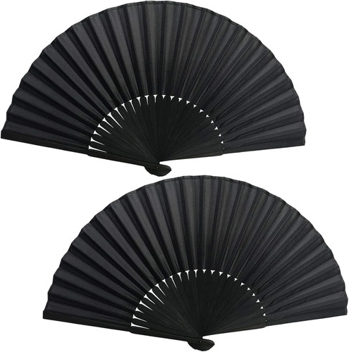 Hand fan folding pcs black - hand,