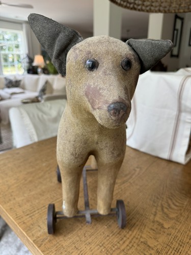Antique german flocked dog - flocked,