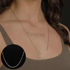 18ct Gold Plated Figaro Link Chain 3MM Thin Necklace Lobster Clasp 26 inches UK