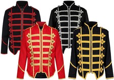 Mens Hussar Steampunk Napoleon Military Drummer Parade Jackets Halloween Unisex