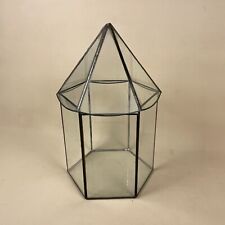 Vintage Clear Glass Terrarium Metal Hexagon Indoor Plant House Mini Green House