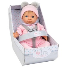 44cm/17in Tiny Treasures Baby Girl Doll Pink Outfit Realistic Boxed Carry Cot