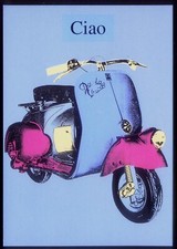 Modern POP ART Postcard featuring a VESPA Scooter. Free UK p&p