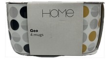 Sainsbury's Home Geo 4 Mugs Grey and Yellow Dishwasher Safe and Microwave Safe
