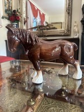 Vintage Brown Ceramic Pottery Large Shire Horse Figurine