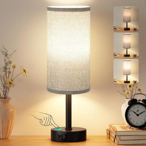 Grey touch lamp table - table,