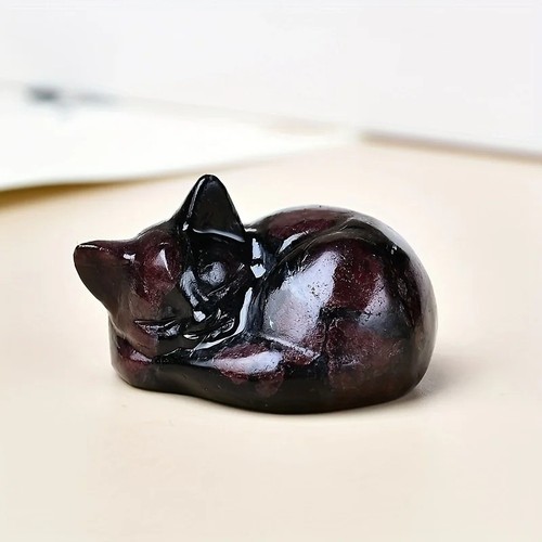 Crystal sleeping cat figurines - sleeping,