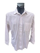 CHRISTIAN DIOR WHITE & DEEP PINK STRIPE FORMAL LONG SLEEVE SHIRT SIZE 15.5